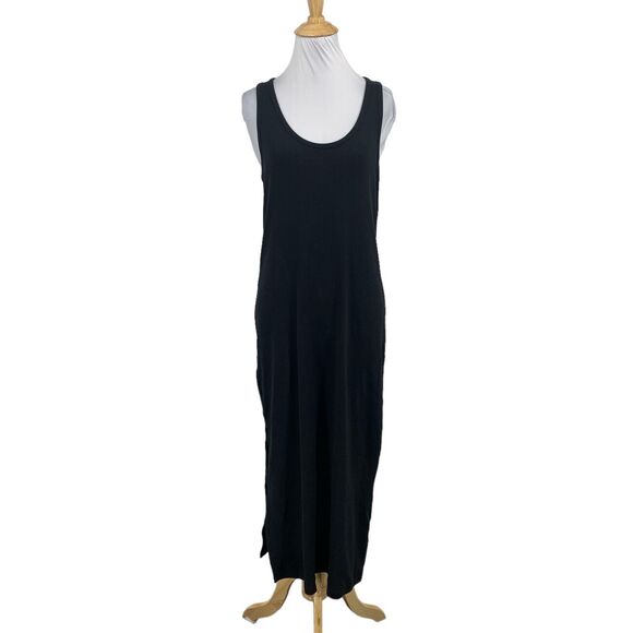 H&M Dresses & Skirts - H&M Tank Dress Women S Small Black Ribbed Scoop Neck Racerback Stretch Slit Maxi